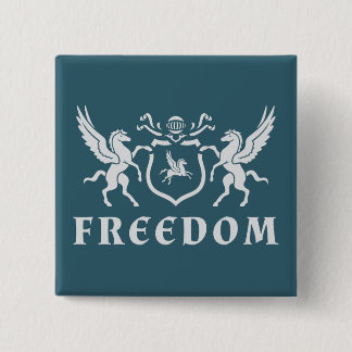 Heraldic White Pegasus Button