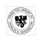 Heraldic Wyvern Dragon Round Library Book Name Gummistempel (Prägung)