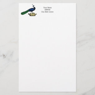 Heraldisch Vintage stilisierter Pfau auf Krone C Briefpapier
