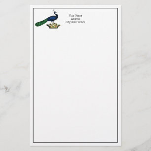 Heraldisch Vintage stilisierter Pfau auf Krone C Briefpapier