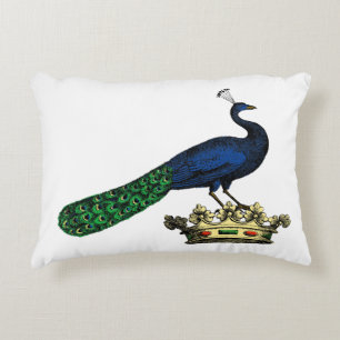 Heraldisch Vintage stilisierter Pfau auf Krone C Dekokissen