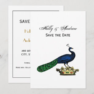 Heraldisch Vintage stilisierter Pfau auf Krone C Einladung