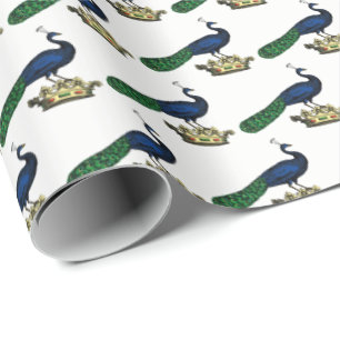 Heraldisch Vintage stilisierter Pfau auf Krone C Geschenkpapier