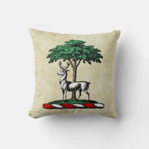Heraldisch Vintage stilisierter Pfau auf Krone C Kissen