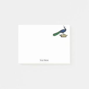 Heraldisch Vintage stilisierter Pfau auf Krone C Post-it Klebezettel