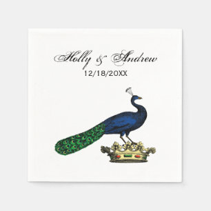 Heraldisch Vintage stilisierter Pfau auf Krone C Serviette