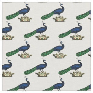 Heraldisch Vintage stilisierter Pfau auf Krone C Stoff