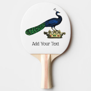 Heraldisch Vintage stilisierter Pfau auf Krone C Tischtennis Schläger