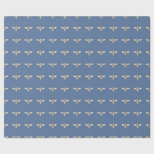 Heraldische Biene auf Vintagem Cerulean Blue Backg Geschenkpapier