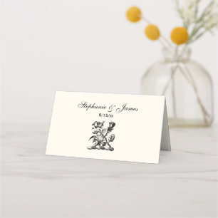 Heraldische Rose & Distel Wappen Crest Emblem Platzkarte