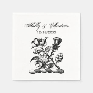 Heraldische Rose & Distel Wappen Wappenschild Embl Serviette
