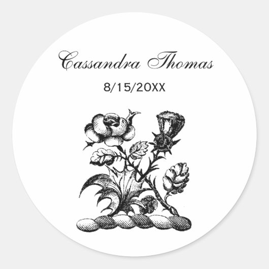 Heraldische Rose und dünne Schicht aus Wappen Embl Runder Aufkleber (Vorderseite)