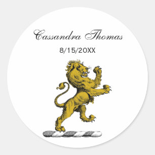 Heraldische stehende Löwen-Kammdarstellung Emblem  Runder Aufkleber