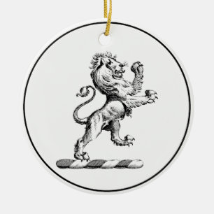 Heraldische stehende Löwen-Wappenkopf-Emblem Keramikornament