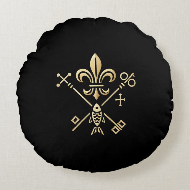 Heraldische Symbole  Rundes Kissen (Vorderseite)