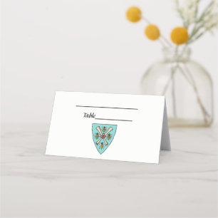 Heraldische Vintage 4 Bienen-Rollen auf Schild-Wap Platzkarte