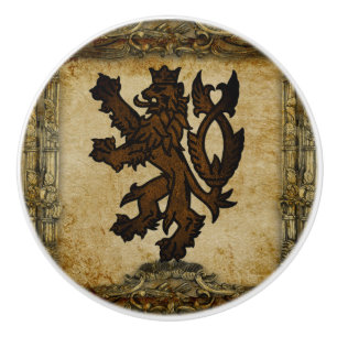 Heraldische zügellose Löwe-Gewohnheit Keramikknauf