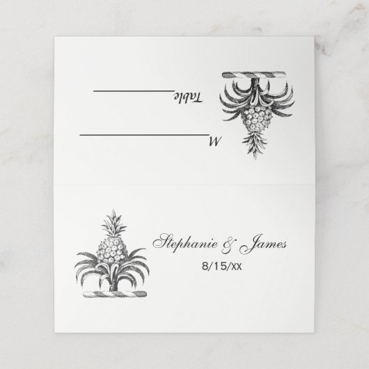 Heraldischer Ananas-Vorbote aus Wappen Platzkarte (Außenseite Aufgefaltet)