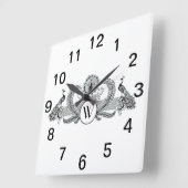 Heraldischer Ananas-Vorbote aus Wappen Quadratische Wanduhr (Winkel)