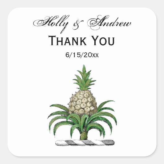 Heraldischer Ananas-Vorbote aus Wappen Quadratischer Aufkleber (Vorderseite)