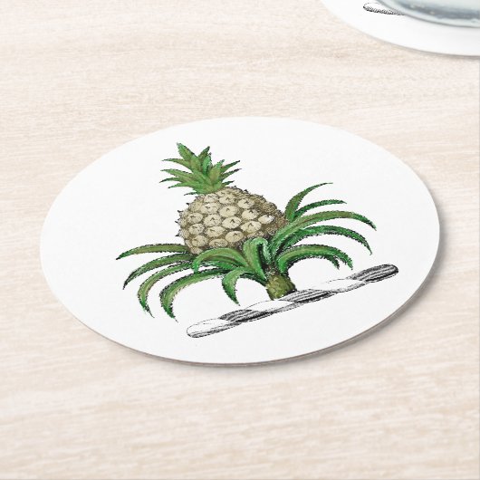Heraldischer Ananas-Vorbote aus Wappen Runder Pappuntersetzer (Angewinkelt)