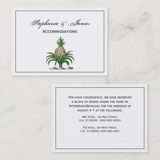 Heraldischer Ananas-Vorbote aus Wappen Visitenkarte (Vorne/Hinten)