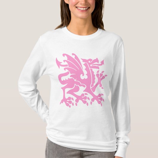 Heraldischer Drache 01 - Rosa T-Shirt (Vorderseite)