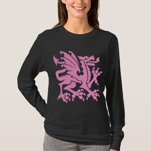 Heraldischer Drache 01 - Rosa T-Shirt (Vorderseite)