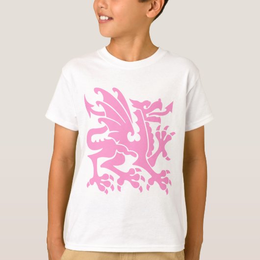 Heraldischer Drache 01 - Rosa T-Shirt (Vorderseite)