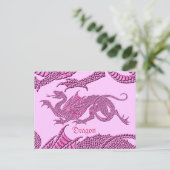 Heraldischer Drache (Rosa) - Postkarte (Stehend Vorderseite)