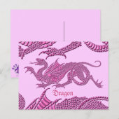 Heraldischer Drache (Rosa) - Postkarte (Vorne/Hinten)