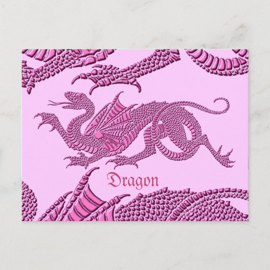 Heraldischer Drache (Rosa) - Postkarte (Vorderseite)