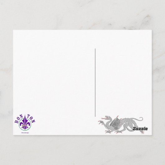 Heraldischer Drache (Silber) - Postkarte (Rückseite)