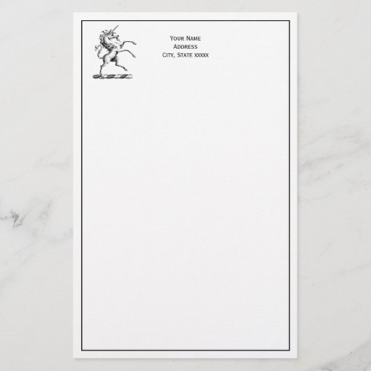 Heraldischer Einhornmütze für WaffenEmbleme Briefpapier (Vorderseite)