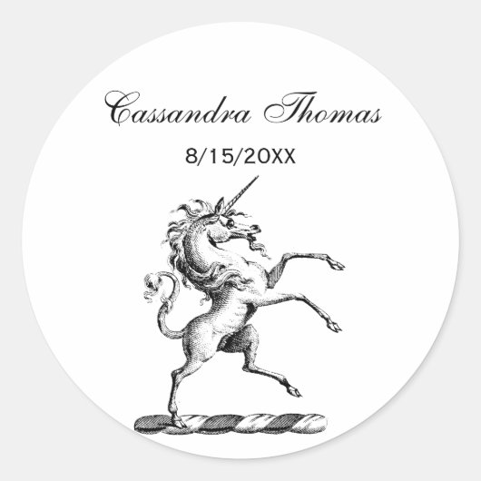 Heraldischer Einhornmütze für WaffenEmbleme Runder Aufkleber (Vorderseite)