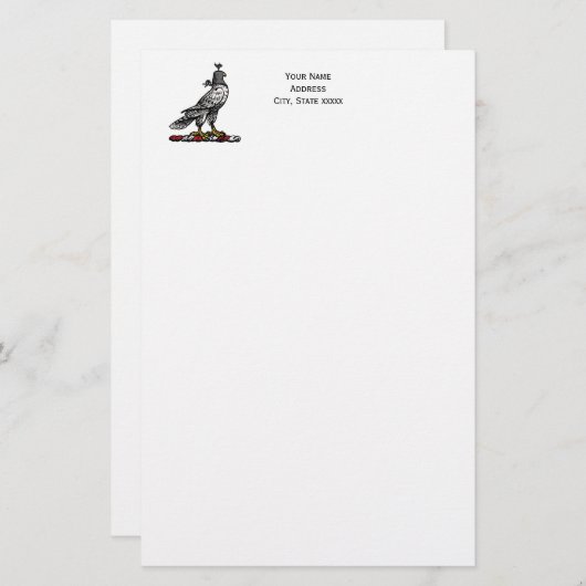 Heraldischer Jagdfalkenanzug Helm Hood C Briefpapier (Vorne/Hinten)