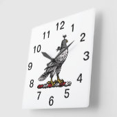 Heraldischer Jagdfalkenanzug Helm Hood C Quadratische Wanduhr (Winkel)