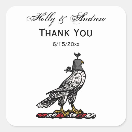 Heraldischer Jagdfalkenanzug Helm Hood C Quadratischer Aufkleber (Vorderseite)