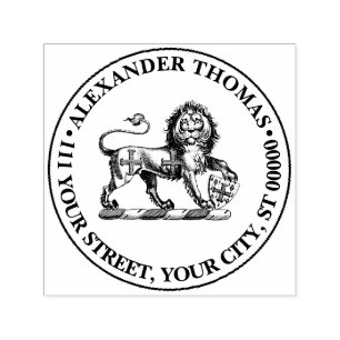 Heraldischer Löwe mit Kreuzemblem-Wappen Permastempel