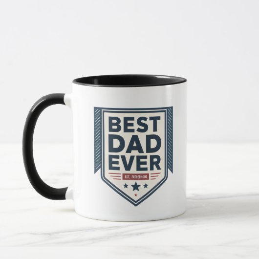 Heraldisches Best-Dad-Ever-Schild-Emblem-Design Tasse (Links)
