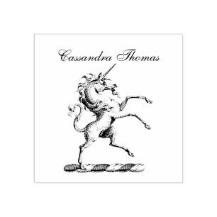 Heraldisches Einhorn steigend Wappen Emblem Gummistempel