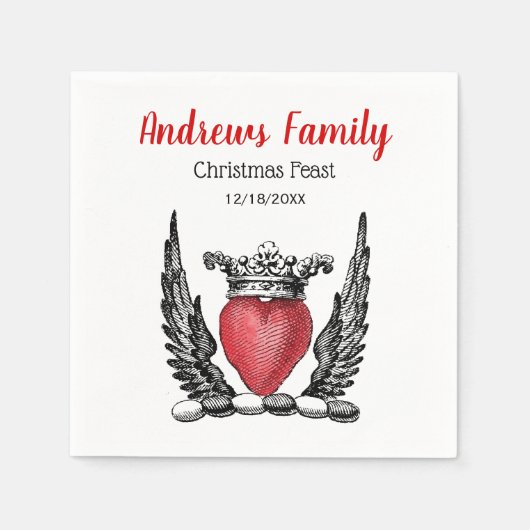 Heraldisches Herz mit Flügeln Wappen Weihnachten W Serviette (Vorderseite)