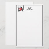 Heraldisches Herz mit Wings Coat of Arms Wappen Briefpapier (Vorne/Hinten)