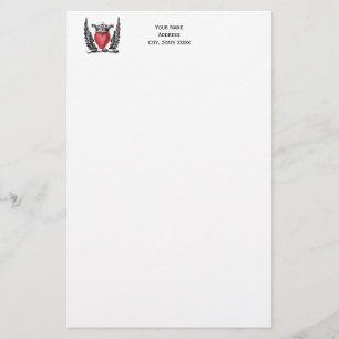 Heraldisches Herz mit Wings Coat of Arms Wappen Briefpapier