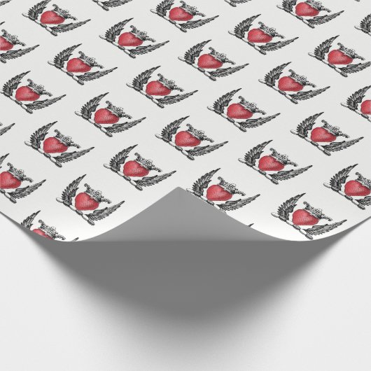 Heraldisches Herz mit Wings Coat of Arms Wappen Geschenkpapier (Ecke)