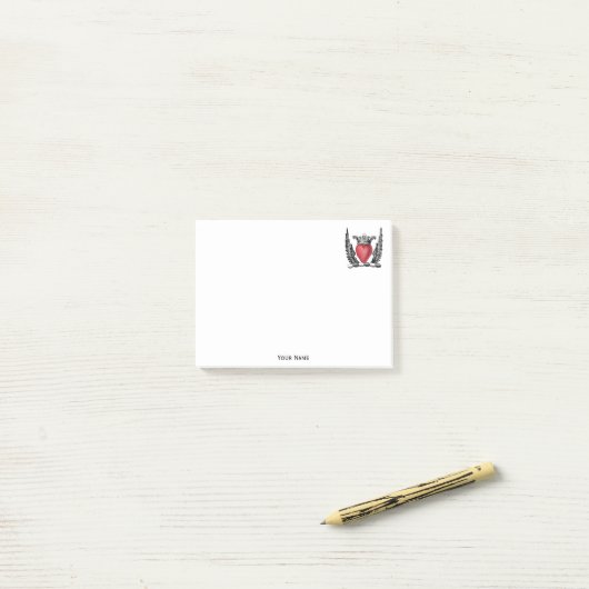 Heraldisches Herz mit Wings Coat of Arms Wappen Post-it Klebezettel (Auf Schreibtisch)