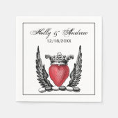 Heraldisches Herz mit Wings Coat of Arms Wappen Serviette (Vorderseite)
