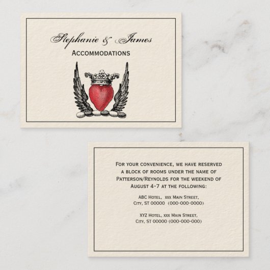 Heraldisches Herz mit Wings Coat of Arms Wappen Visitenkarte (Vorne/Hinten)