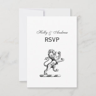 Heraldisches Löwen-Stehendes Wappenemblem RSVP Karte