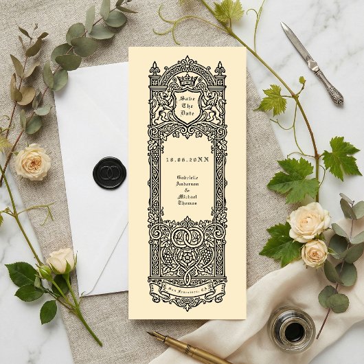 Heraldisches Monogramm Save-the-Date Einladung